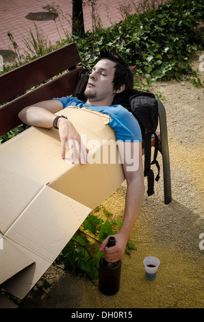 Man alcohol abuse. Drunk guy having problem from alcohol addiction