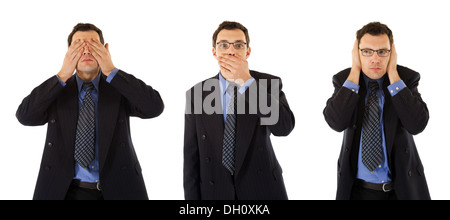 Good behavior of a successful businessman: Don't see, don't speak and don't hear anything Stock Photo