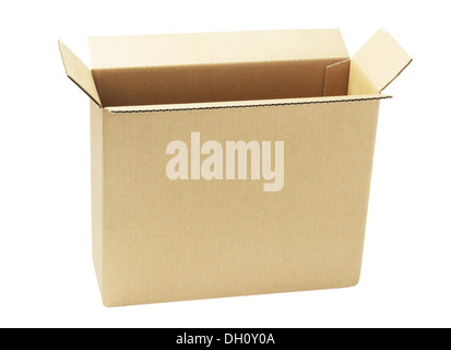 Open Brown Paper Box On White Background Stock Photo