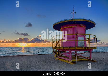 The 10th Street Art Deco lifeguard tower on Miami Beach Stock Photo