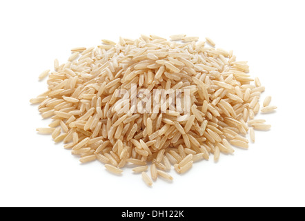 pile of brown rice isolated on white Stock Photo