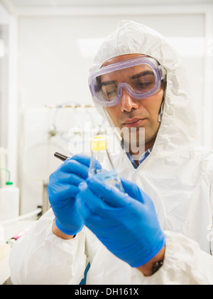 Indian scientist working in laboratory Stock Photo