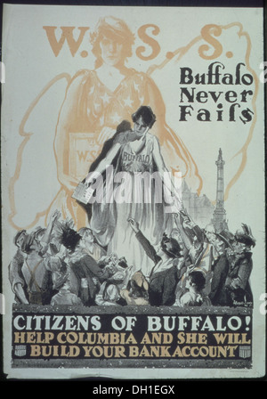 Buffalo Never Fails. W.S. S. Citizens of Buffalo5E Help Columbia an she Will Build Your Bank Account. 512668 Stock Photo