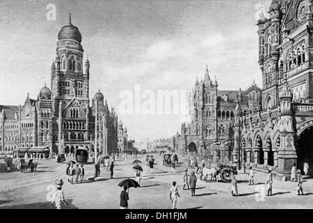 Old vintage 1900s Victoria Terminus and BMC building mumbai maharashtra India Stock Photo