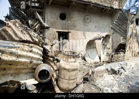 fire damage bandra slums mumbai Maharashtra India Asia Stock Photo