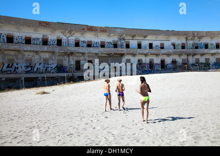 Old Hospital Ruins on Poetto Beach in Cagliari - Sardinia Stock Photo