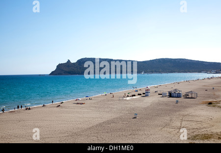 Poetto Beach at Marina Ospedale in Cagliari - Sardinia Stock Photo