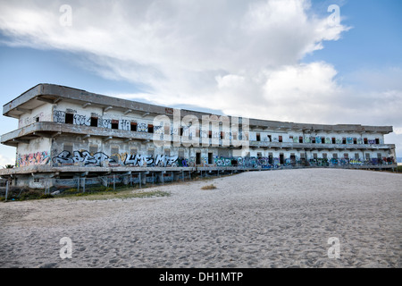 Old Hospital Ruins on Poetto Beach in Cagliari - Sardinia Stock Photo