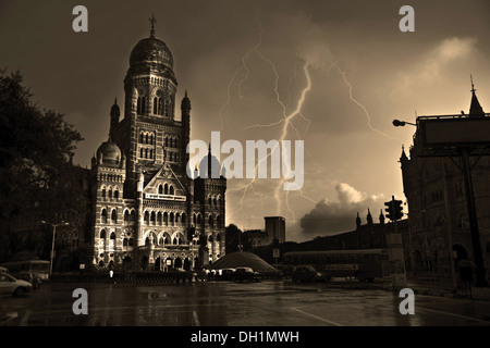 BMC bombay municipal corporation building monsoon mumbai maharashtra India Stock Photo