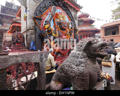 Nepal Durbar Square, Kathmandu. Shrine to Kali, goddess of destruction. Stock Photo