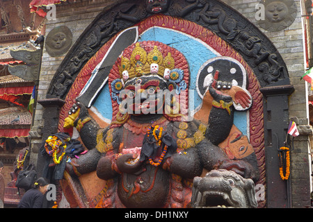 Nepal Durbar Square, Kathmandu. Shrine to Kali, goddess of destruction. Stock Photo