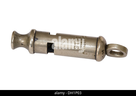 Vintage First World War 1 / WW1 / Great War Officer's Trench whistle dated 1916 made by J. HUDSON & CO in BIRMINGHAM. UK. Collectibles from 1st World War. Stock Photo