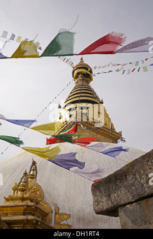 Nepal Swayambu Tibetan Buddhist temple, Kathmandu. Stock Photo