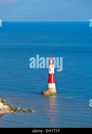 Beachy Head lighthouse beneath Seven Sisters chalk cliffs South Downs national park east sussex england uk gb europe Stock Photo