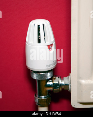 Thermostatic radiator valve, London Stock Photo