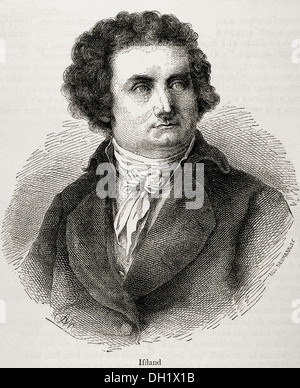August Wilhelm Iffland (1759-1814). German actor and playwright. Engraving in Our Century, 1883. Stock Photo
