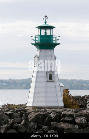 Port and lighthouse of Prescott, Ontario, Canada Stock Photo