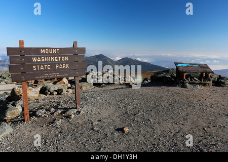 Sign at the summit of Mount Washington, White Mountains, New Hampshire, USA Stock Photo