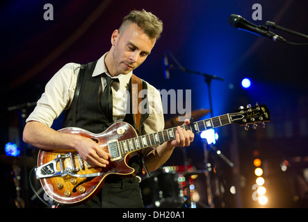 City of Cannes: Israeli singer-songwriter Asaf Avidan in concert during the MIDEM music festival on 2013/01/26 Stock Photo