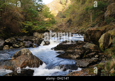 Afon Glaslyn River Aberglaslyn Pass Beddgelert Snowdonia National park Gwynedd Wales Cymru UK GB Stock Photo