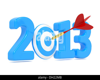 Next New Year whit Blue Target and Red Dart. Stock Photo