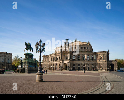 Theaterplatz square and Semperoper opera house in Dresden, Saxony Stock Photo