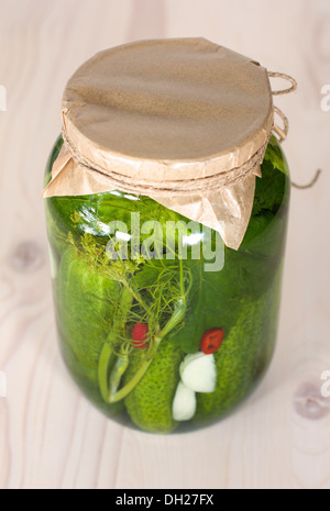 Homemade preserves, wooden background Stock Photo