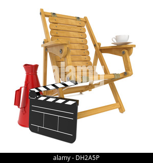 Director's Chair with Clap Board and Megaphone. Stock Photo