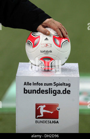 Ball for the match displayed before the start of the match between FC Kaiserslautern and Erzgebirge Aue, Fritz-Walter-Stadion Stock Photo
