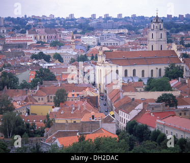 View of Old Town from Gediminas Hill, Vilnius, Vilnius County, Republic of Lithuania Stock Photo