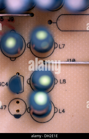 Extreme close-up of electronic circuitry. Stock Photo