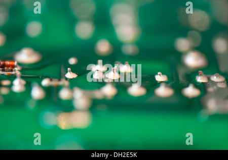 Extreme close-up of electronic circuitry. Stock Photo