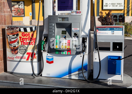 Chevron gas station pump and dispenser - Nevada USA Stock Photo