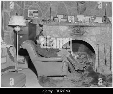 Interior of a Navajo hogan on a New Mexico reservation, 09-13-1903 521045 Stock Photo