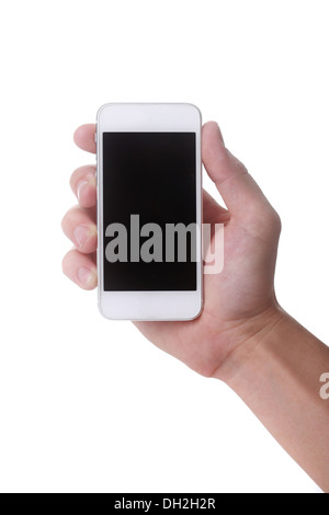 Male Hand Holding a Touch Smart Mobile Phone Stock Photo