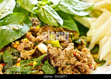 Spicy minced meat salad Stock Photo