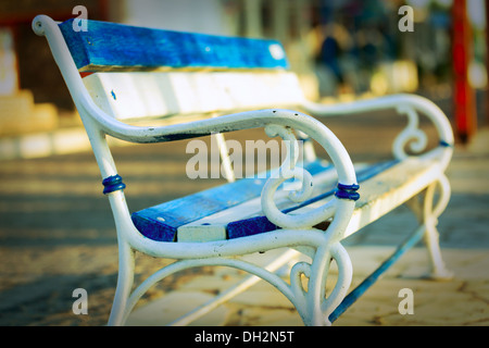 antique bench in summer city park Stock Photo