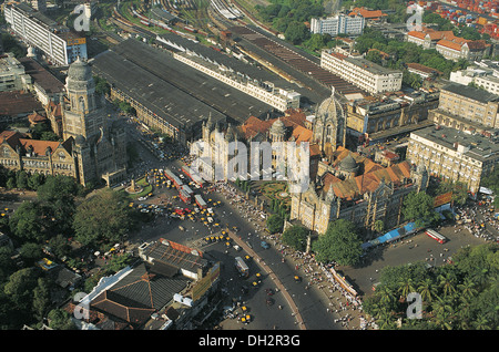aerial view BMC building and victoria terminus station at mumbai maharashtra India Stock Photo