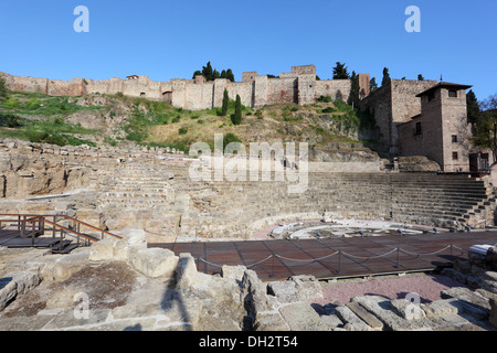 Roman theatre ruin in Malaga, Andalusia, Spain Stock Photo