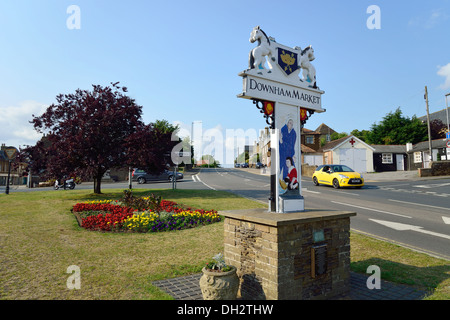 Ornamental town sign, Downham Market, Norfolk, England, United Kingdom Stock Photo