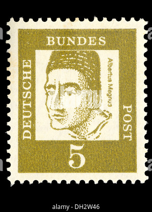 Portrait of Albertus Magnus (1193-1280: Catholic saint, German Dominican friar and bishop) on German postage stamp Stock Photo
