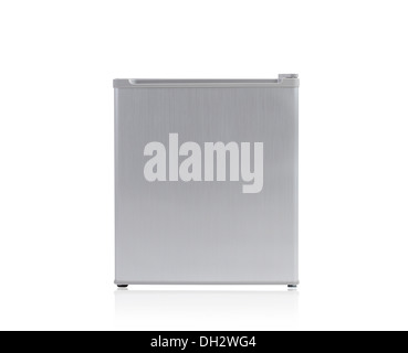 Small gray refrigerator isolated on white background Stock Photo