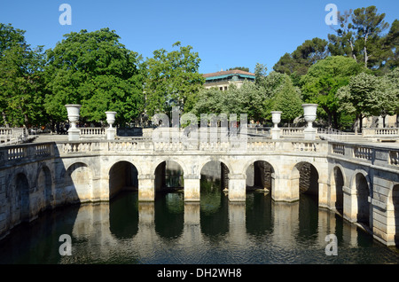 Ornamental Pool and Classical Garden Design Jardins de la Fontaine Gardens & Park Nimes Gard France Stock Photo