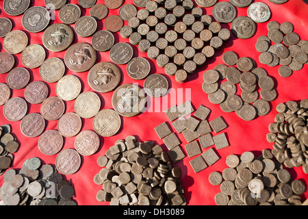 Ancient old antique coins for sale at Rishikesh Uttarakhand India Asia Stock Photo