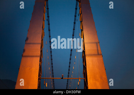 Laxman jhula bridge over Ganga river ganges Rishikesh Uttarakhand India Asia Stock Photo