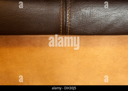 close up of sewn leather and suede fabric Stock Photo
