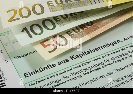 german tax form and euro cash Stock Photo