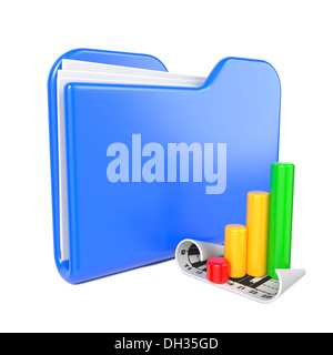 Blue Folder with Infograph Icon. Stock Photo