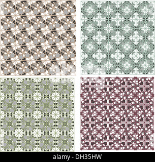 Set of detailed repeating damask patterns Stock Photo