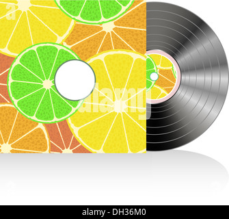 Black vinyl in fruits cover Stock Photo